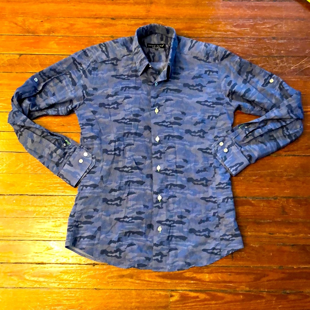 Jared Lang men’s size small blue camp button up dress shirt